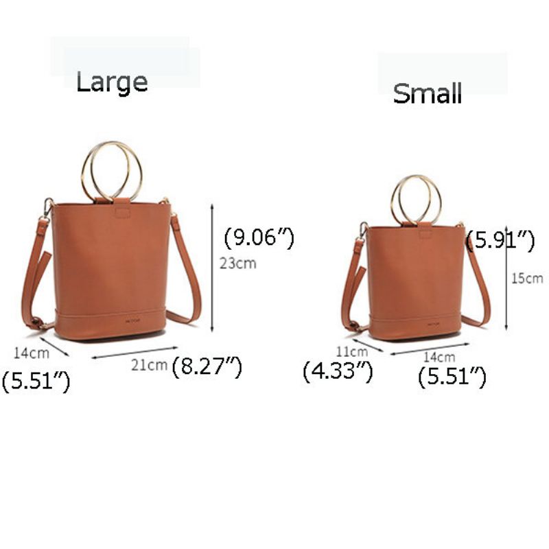 Kvinner Kortfattet Pu-skinn Two Size Bucket Bag Crossbody Bag