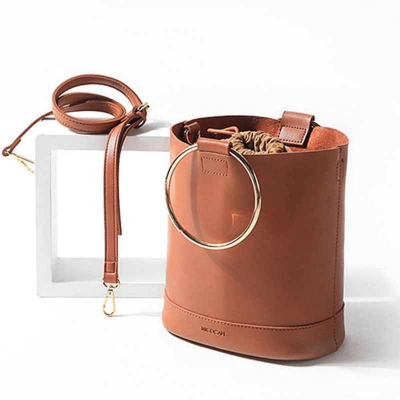 Kvinner Kortfattet Pu-skinn Two Size Bucket Bag Crossbody Bag