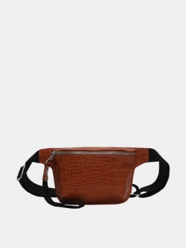 Kvinner Krokodillemønster Brystveske Pu-skinn Midjeveske Vintage Crossbody-veske