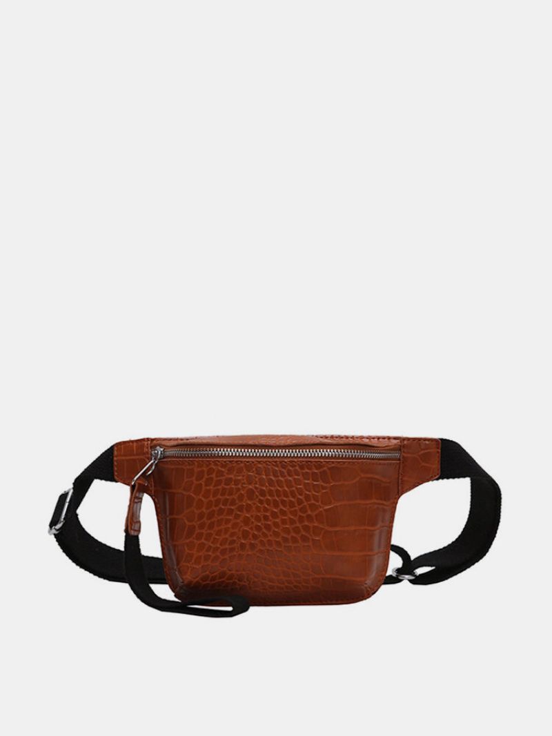 Kvinner Krokodillemønster Brystveske Pu-skinn Midjeveske Vintage Crossbody-veske