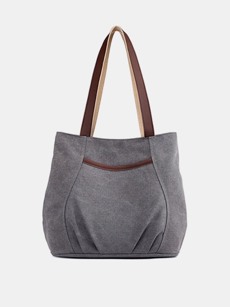 Kvinner Lerret Solid Tote Bags Fritid Håndvesker Casual Skuldervesker