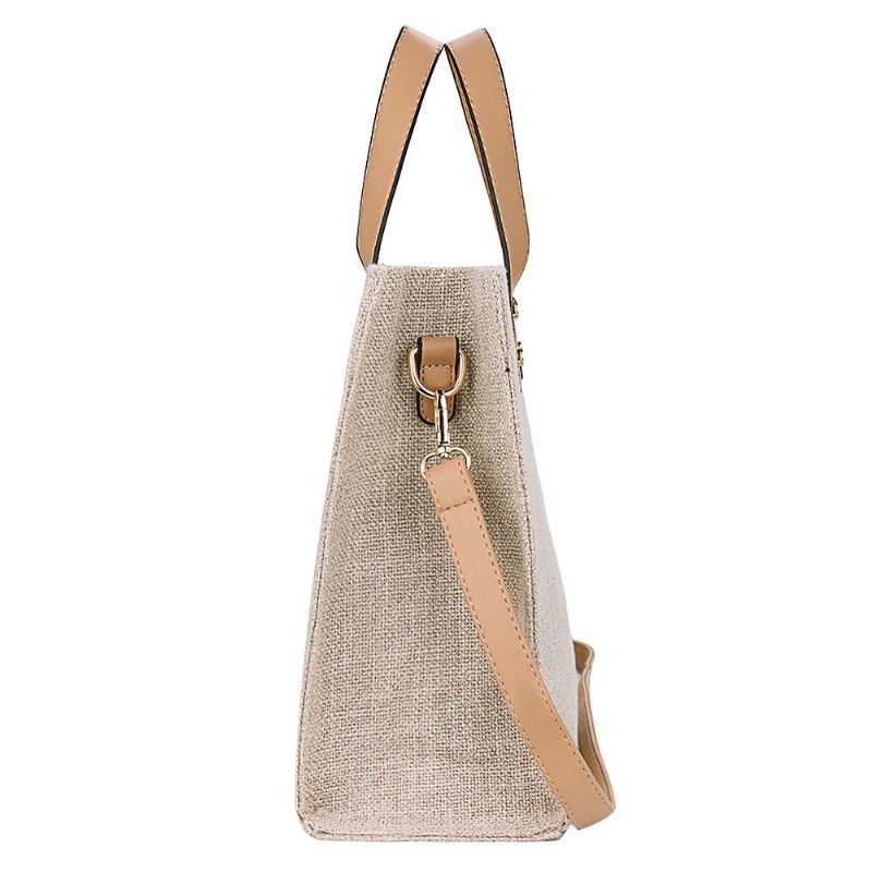 Kvinner Lerretssøm Farge Tote Bag Håndveske Crossbody Bag