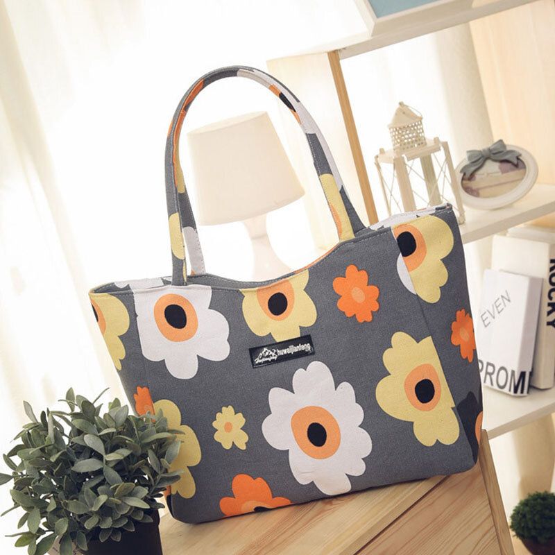 Kvinner Med Stor Kapasitet Vanntett Flower Stripe Handbag Tote