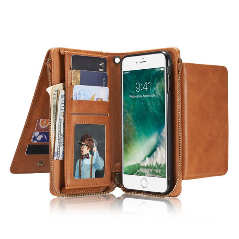 Kvinner Menn Imitert Skinn Telefonveske Kortholder Crossbody Bag For Iphone 7 Plus