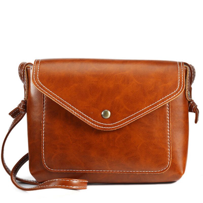 Kvinner Menn Oil Leather Pu Crossbody Bag Konvolutt Bag Messenger Bag