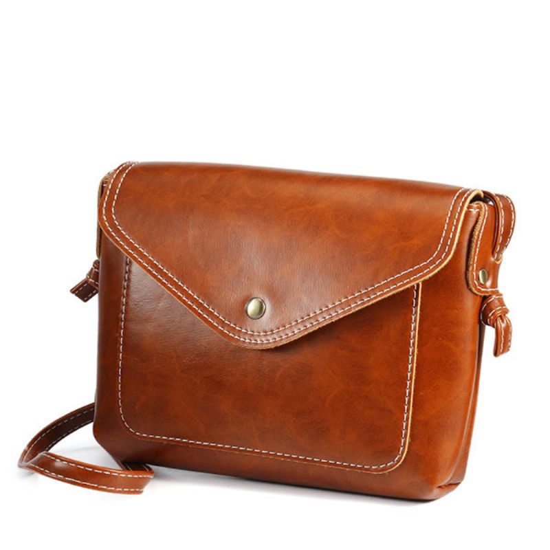 Kvinner Menn Oil Leather Pu Crossbody Bag Konvolutt Bag Messenger Bag