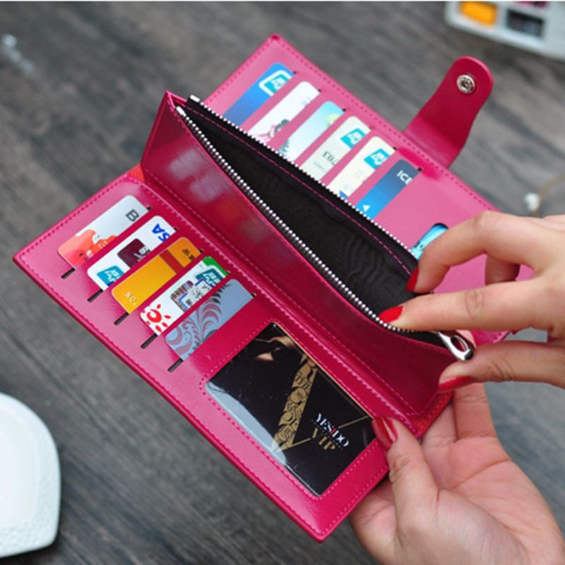 Kvinner Menn Pu Lommebok Veske Trefolds Multi-card Holder