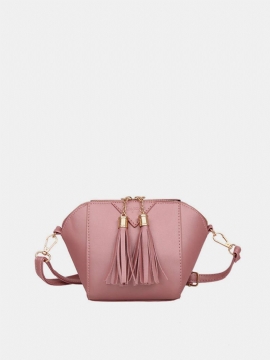 Kvinner Mini Tassel Telefonveske Shell Solid Leisure Crossbody Bag