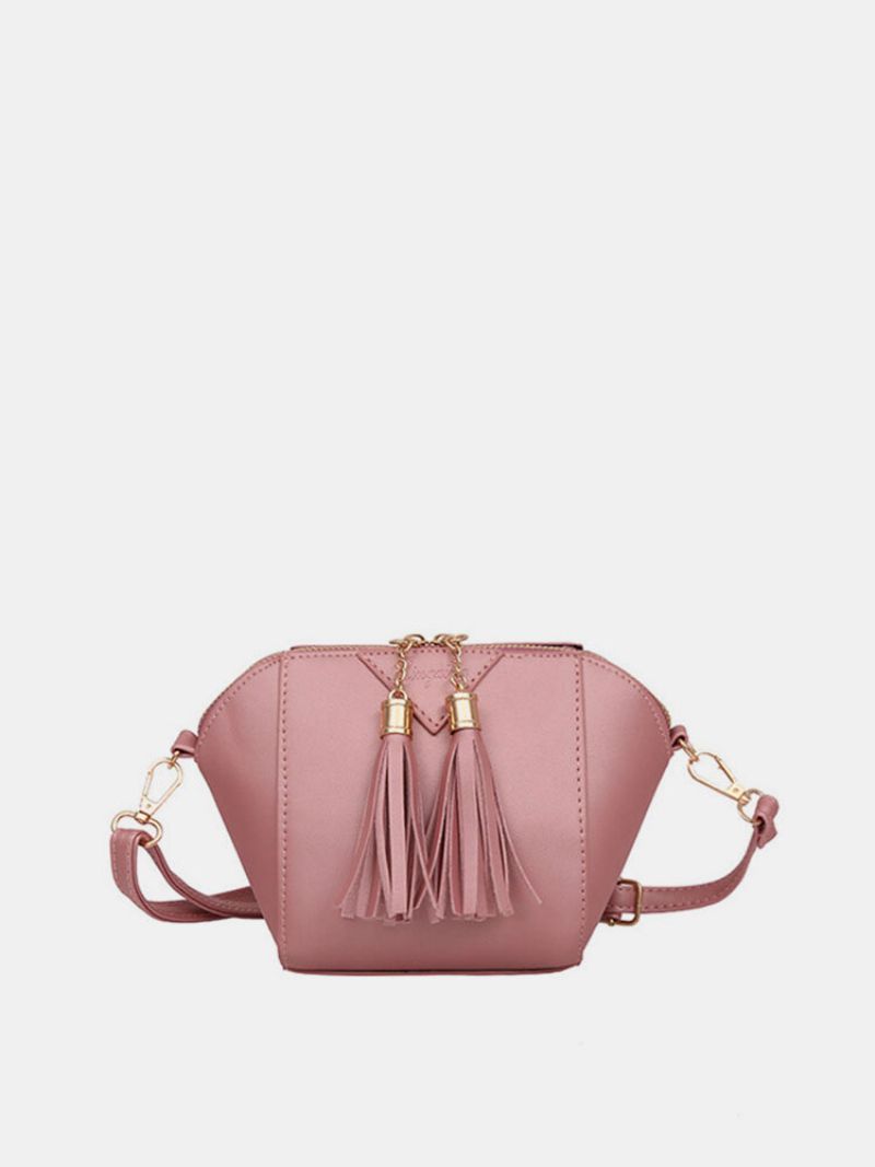 Kvinner Mini Tassel Telefonveske Shell Solid Leisure Crossbody Bag