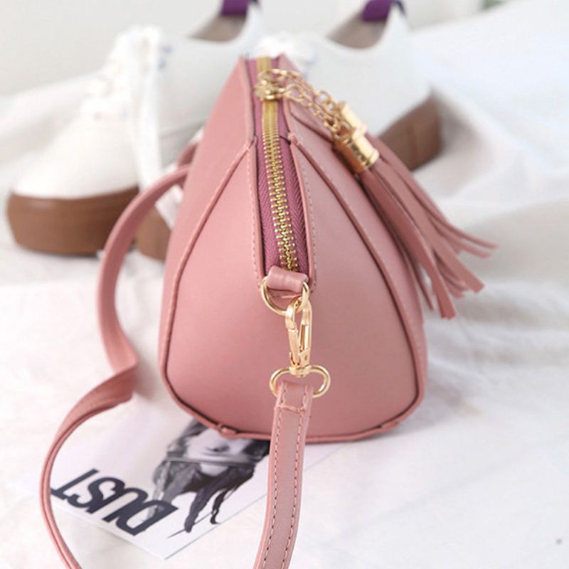 Kvinner Mini Tassel Telefonveske Shell Solid Leisure Crossbody Bag