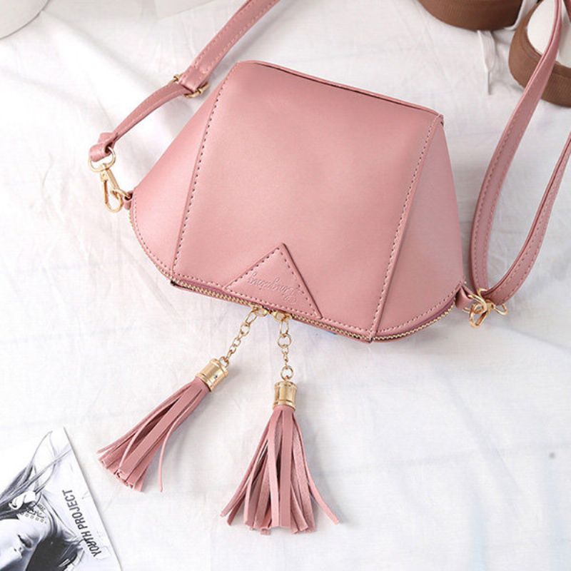 Kvinner Mini Tassel Telefonveske Shell Solid Leisure Crossbody Bag