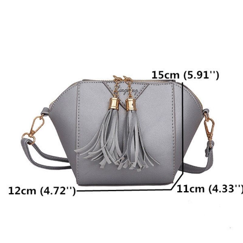 Kvinner Mini Tassel Telefonveske Shell Solid Leisure Crossbody Bag