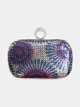 Kvinner Mote Perler Multicolor Metal Clutch Bag Middagsbag