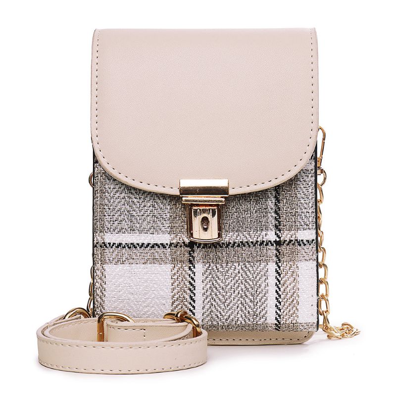 Kvinner Multi-funksjon Grid Pattern Skuldervesker Crossbody Telefonvesker