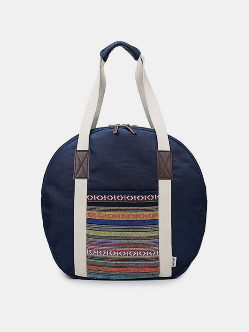 Kvinner Nasjonal Stil Canvas Stripe Reiseveske Bagasjeveske Hobo Håndveske