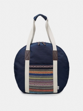 Kvinner Nasjonal Stil Canvas Stripe Reiseveske Bagasjeveske Hobo Håndveske