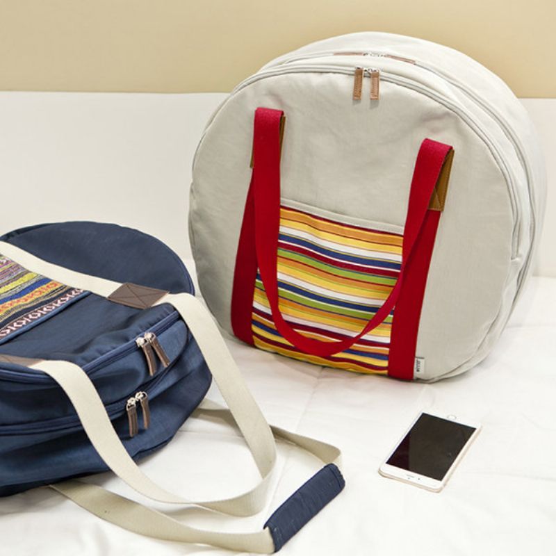 Kvinner Nasjonal Stil Canvas Stripe Reiseveske Bagasjeveske Hobo Håndveske