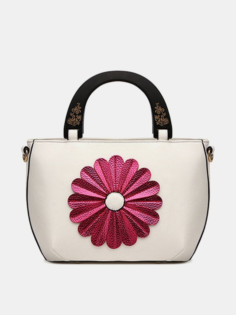 Kvinner National Pu Leather Flower Crossbody Bag Håndveske