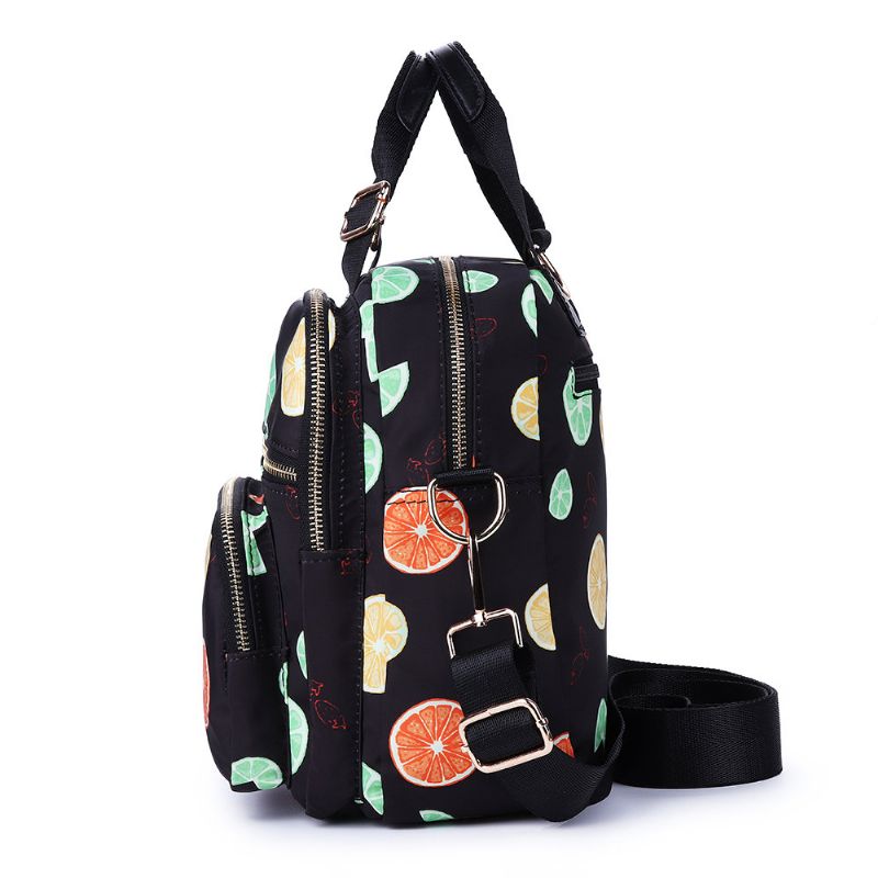 Kvinner Nylon Blomstertrykk Multifunksjon Crossbody Bag Reiseryggsekk Uformell Skulderveske