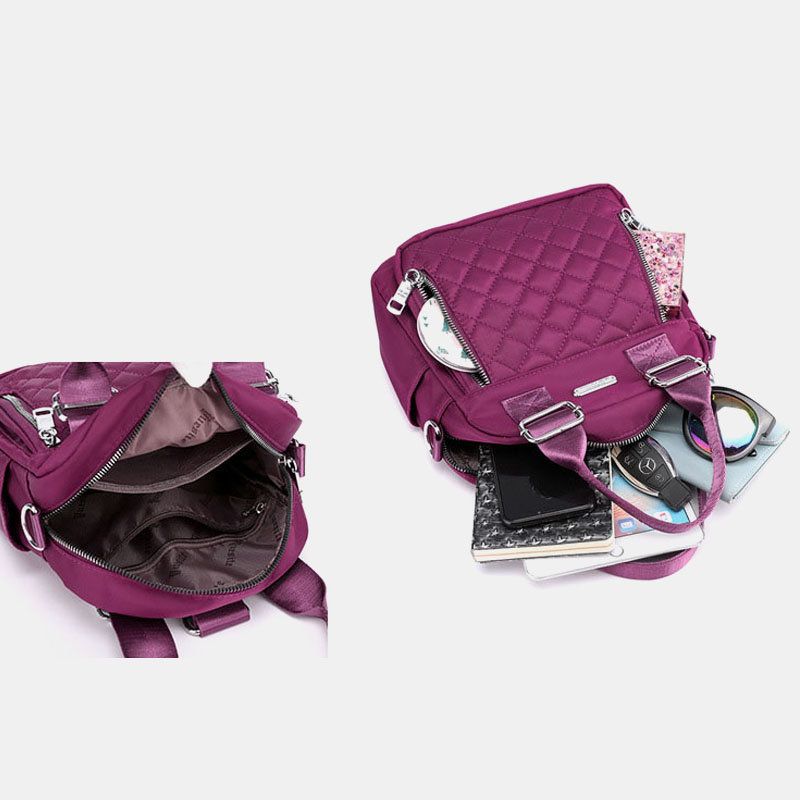 Kvinner Nylon Diamond Crossbody Bag Ryggsekk