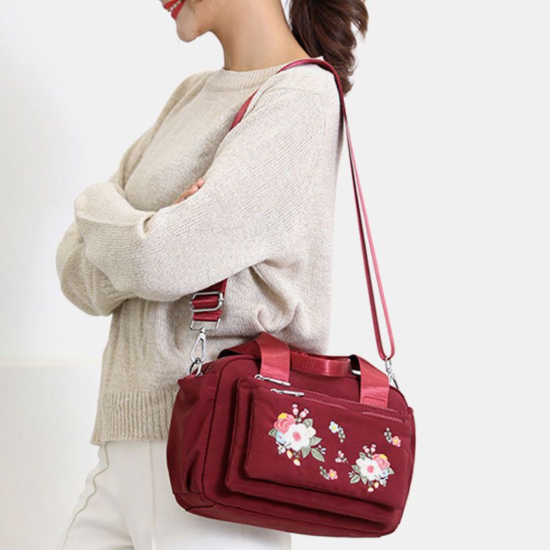 Kvinner Nylon Floral Casual Crossbody Bag Håndveske Skulderveske