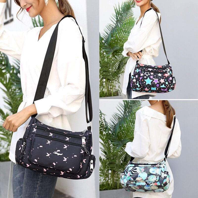 Kvinner Nylon Print Vanntett Anti-tyveri Casual Crossbody Bag Skulderveske