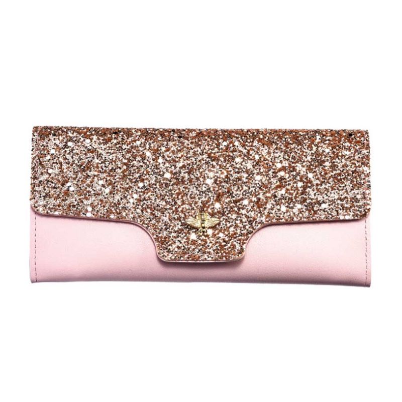 Kvinner Paillette Veske Tre-fold Bryllupsfest Clutch Bag Kveldsveske