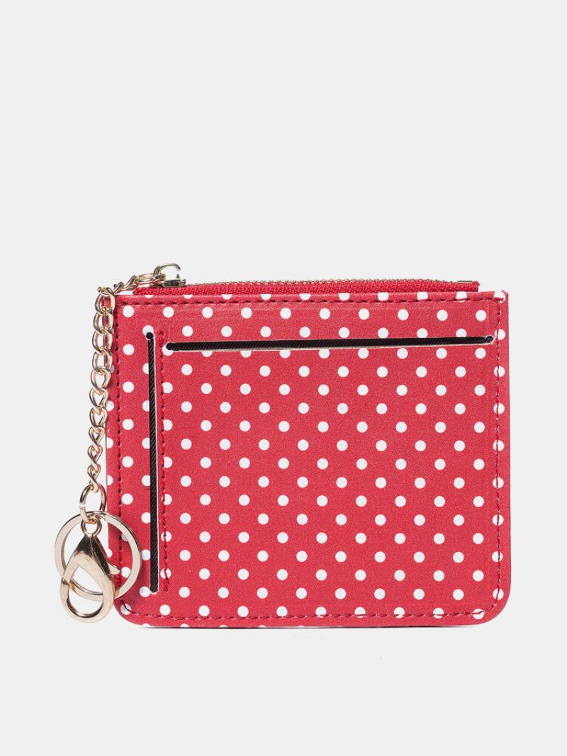 Kvinner Polka Dot Glidelås Mynt Kort Pakke Søt Kortholder Lommebok Veske Neck Bag