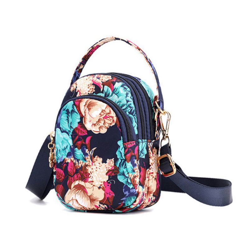 Kvinner Print Floral Crossbody Bag Telefonvesken Med Flere Lommer