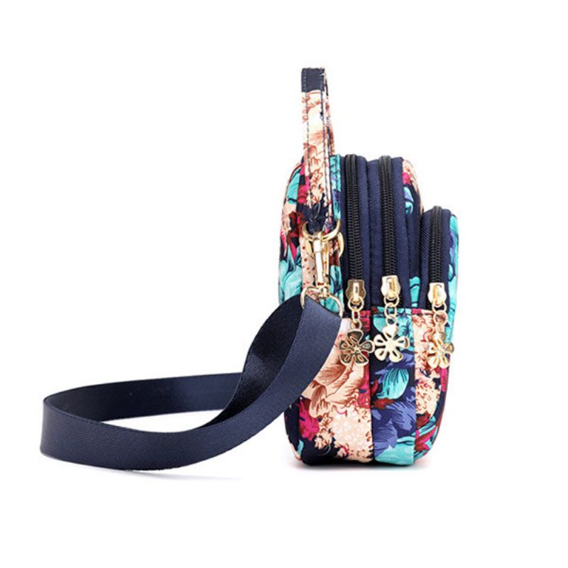 Kvinner Print Floral Crossbody Bag Telefonvesken Med Flere Lommer