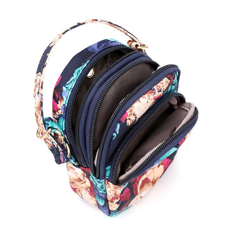 Kvinner Print Floral Crossbody Bag Telefonvesken Med Flere Lommer