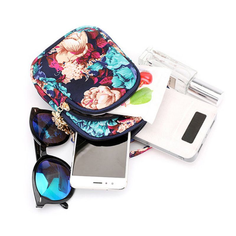 Kvinner Print Floral Crossbody Bag Telefonvesken Med Flere Lommer