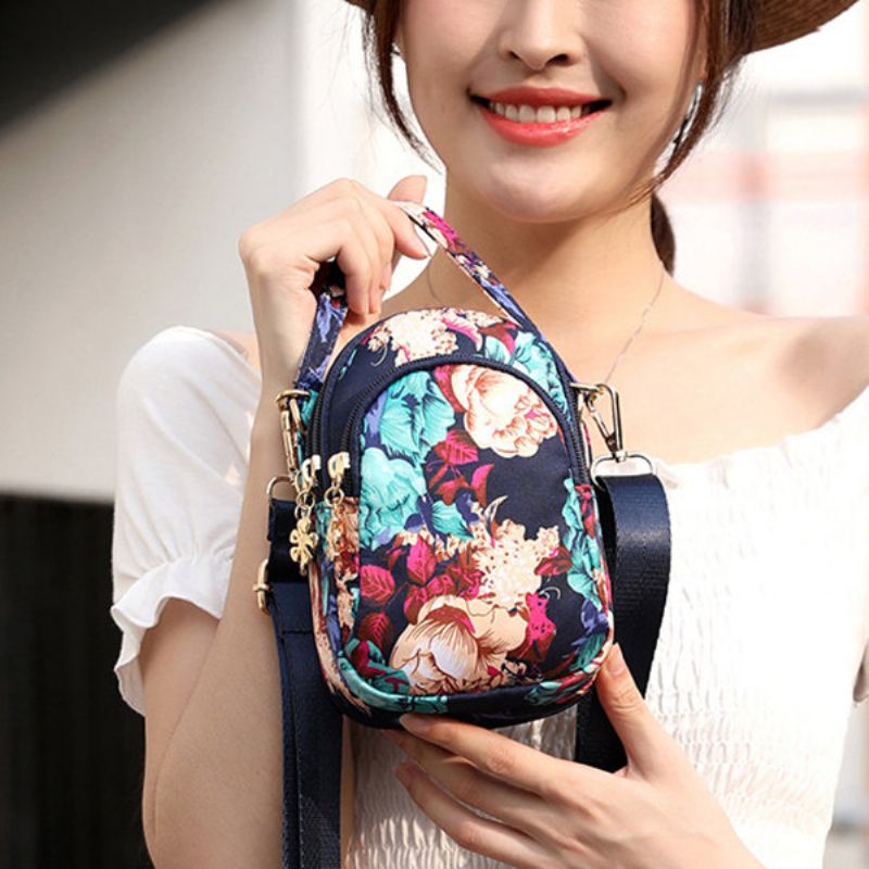 Kvinner Print Floral Crossbody Bag Telefonvesken Med Flere Lommer