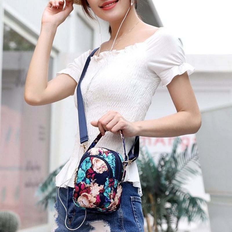 Kvinner Print Floral Crossbody Bag Telefonvesken Med Flere Lommer