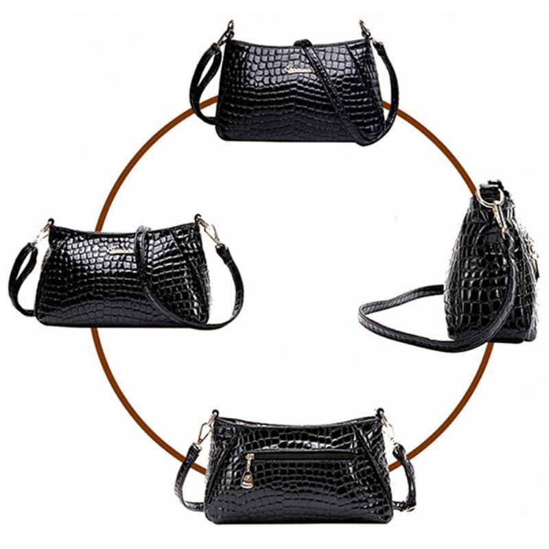 Kvinner Pu Crocodile Crossbody Bag Skulderveske Shopping Bag