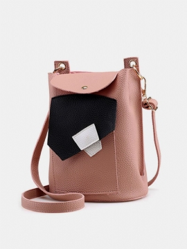 Kvinner Pu Skinn Patchwork Crossbody Bag Bucket Bag