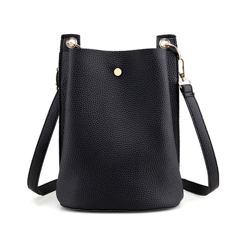 Kvinner Pu Skinn Patchwork Crossbody Bag Bucket Bag