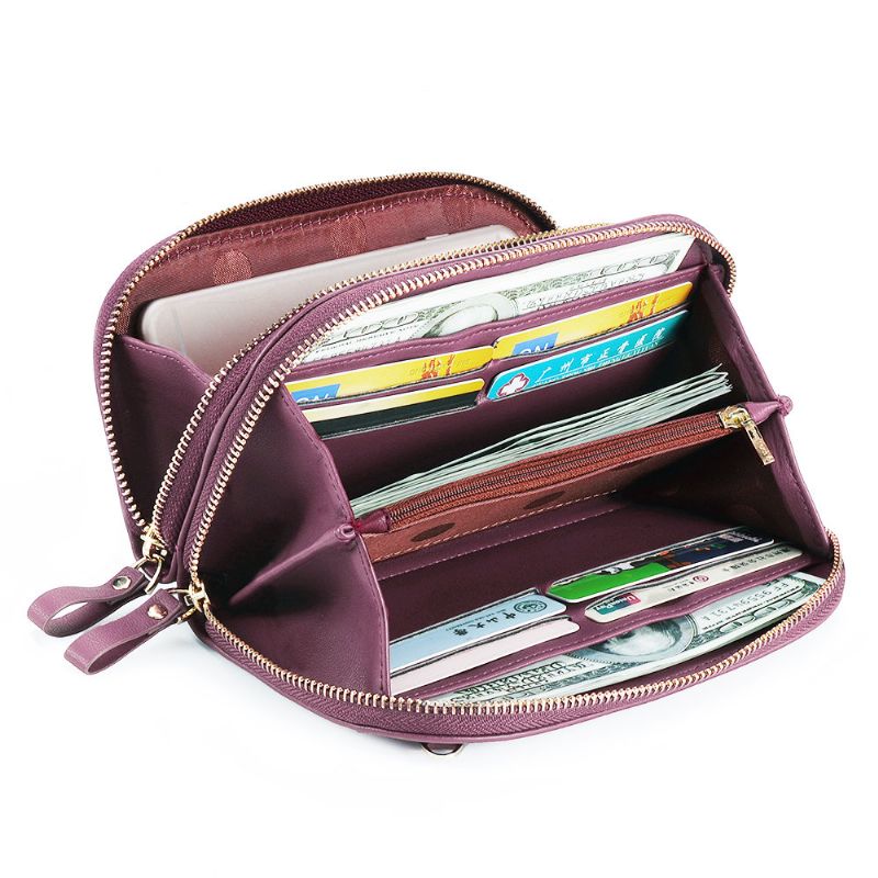 Kvinner Pu-skinn Solid 8-kortspor Kortveske Multi-spor Telefonvesker Fritid Crossbody-vesker