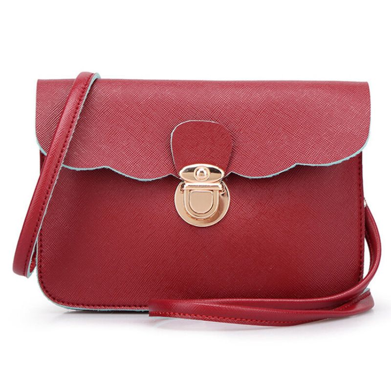 Kvinner Pu-skinndeksel Telefonveske Little Crossbody Bag Messenger Bag