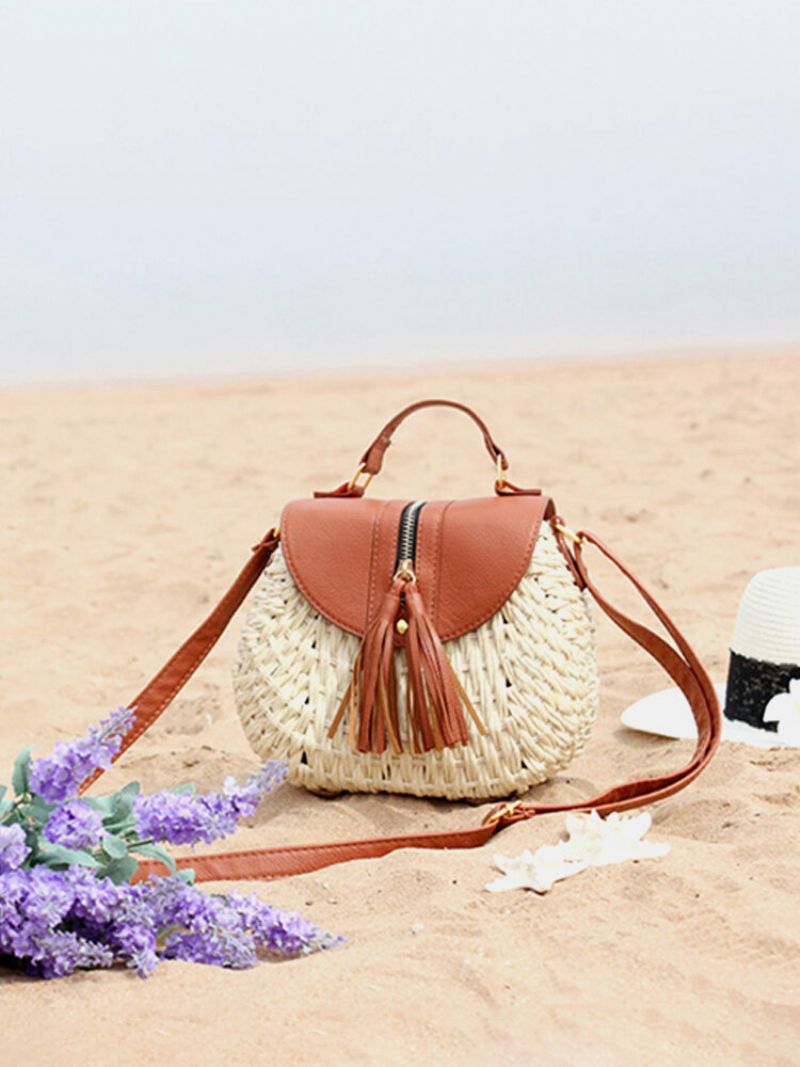 Kvinner Reisehalm Strandvesker Tassel Patchwork Crossbody-vesker