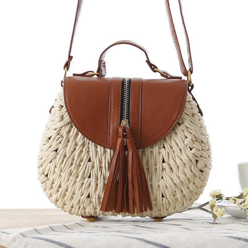 Kvinner Reisehalm Strandvesker Tassel Patchwork Crossbody-vesker