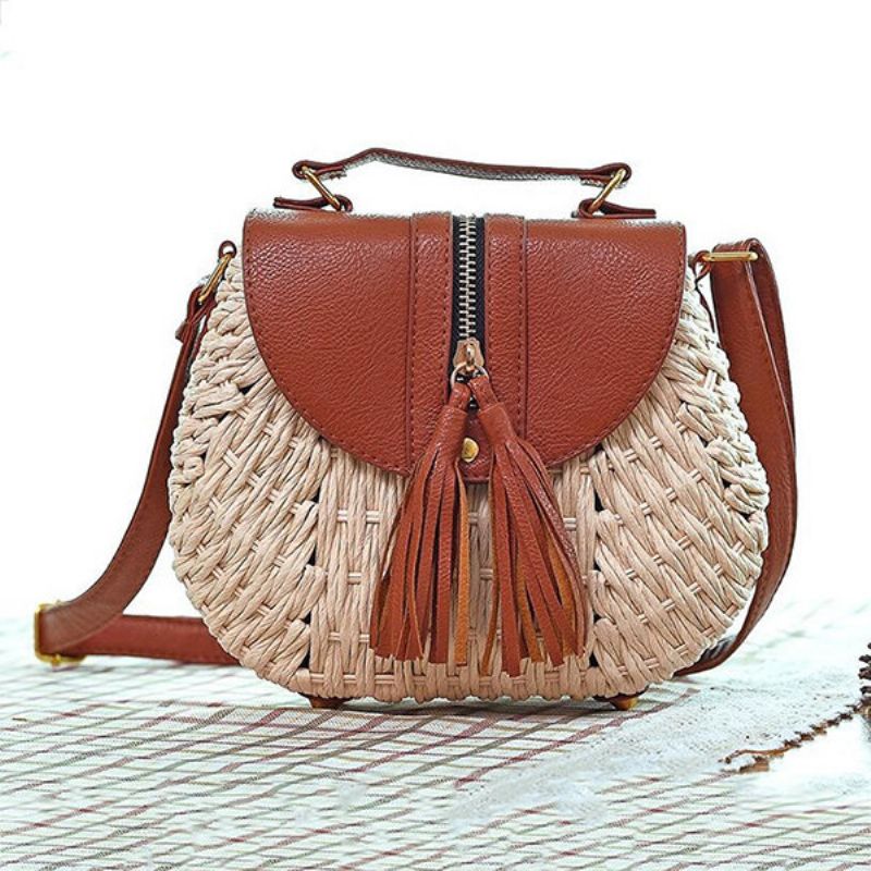 Kvinner Reisehalm Strandvesker Tassel Patchwork Crossbody-vesker