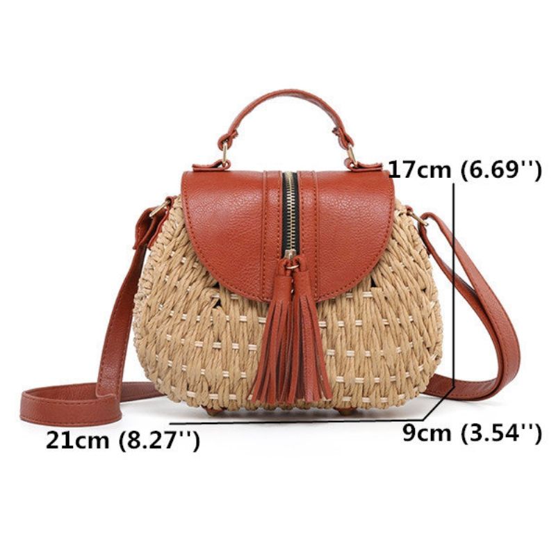 Kvinner Reisehalm Strandvesker Tassel Patchwork Crossbody-vesker