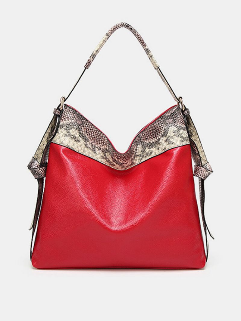 Kvinner Serpentine Pu Leather Hobos Bag Crossbody Bag Håndveske