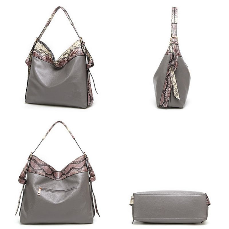 Kvinner Serpentine Pu Leather Hobos Bag Crossbody Bag Håndveske