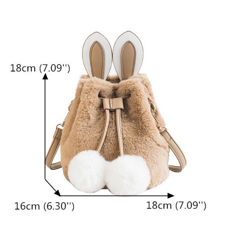 Kvinner Søt Kanin Fluffy Bucket Bag String Crossbody Bag