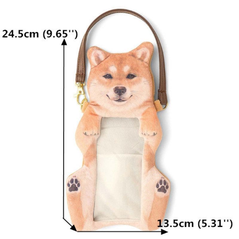 Kvinner Søt Shiba Inu Dog Touch Screen Telefon Veske Plysj Mynt Bag