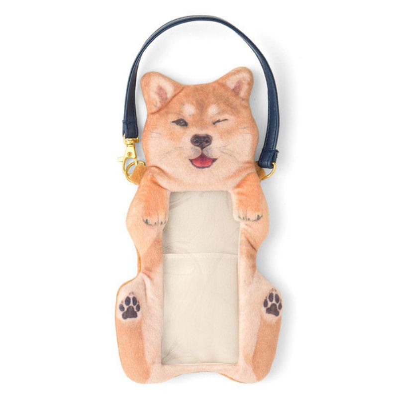 Kvinner Søt Shiba Inu Dog Touch Screen Telefon Veske Plysj Mynt Bag