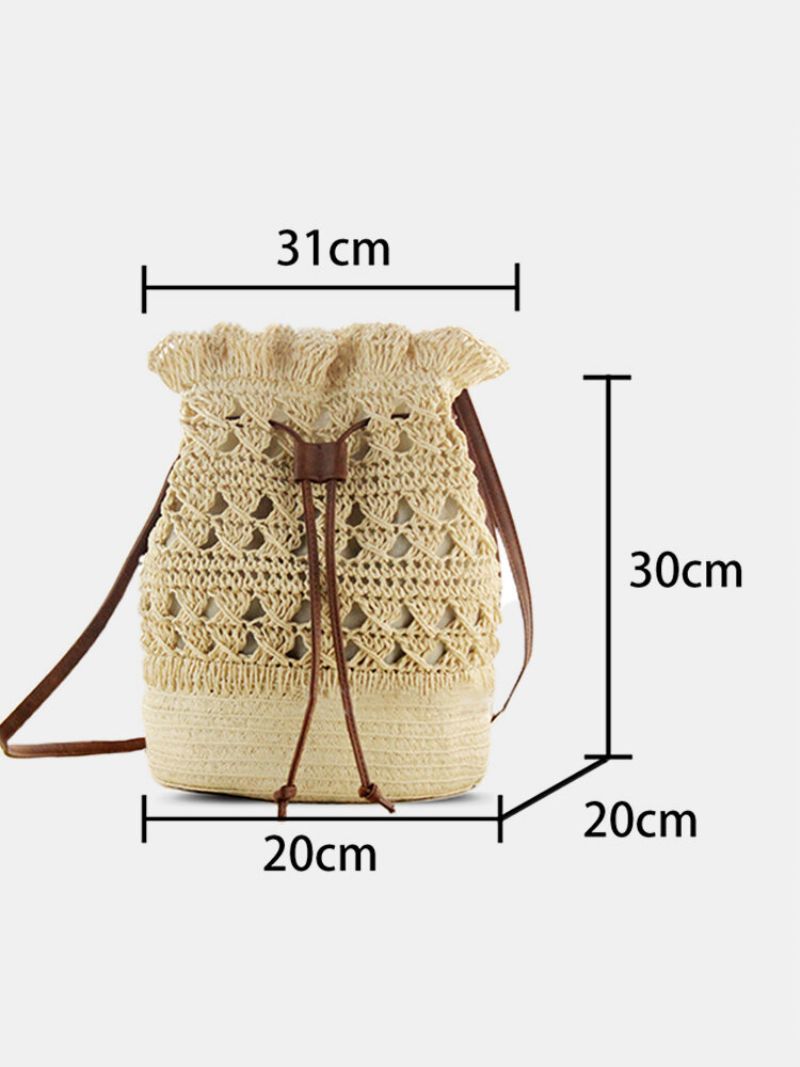 Kvinner Strawn Bohemian Stilig Lett Crossbody Bag Beach Bucket Bag