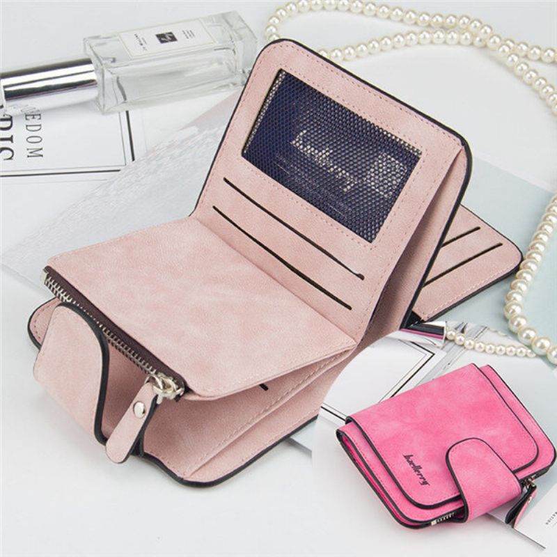 Kvinner Trifold Pu Leather Short Wallet 8 Card Slot Myntpung